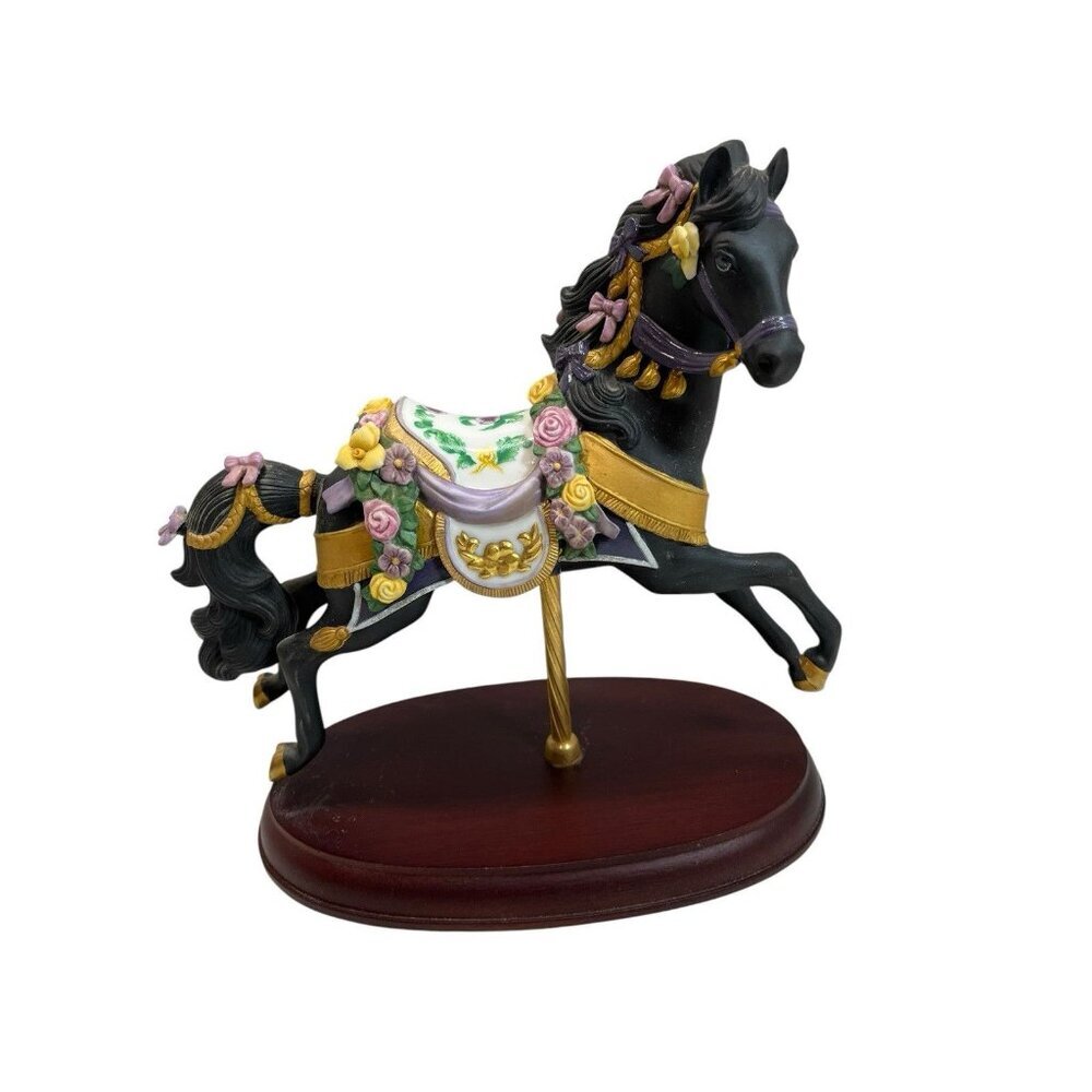 NEW LENOX Porcelain Carousel Horse 24K Gold Black Beauty Midnight Charger 1993